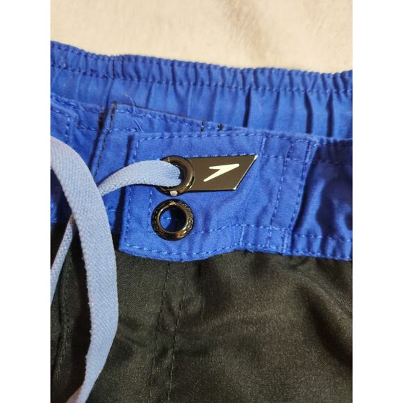 Speedo Swim Shorts Mens Medium Blue Black Striped Board Bermuda Tropical Beach - Picture 2 of 9